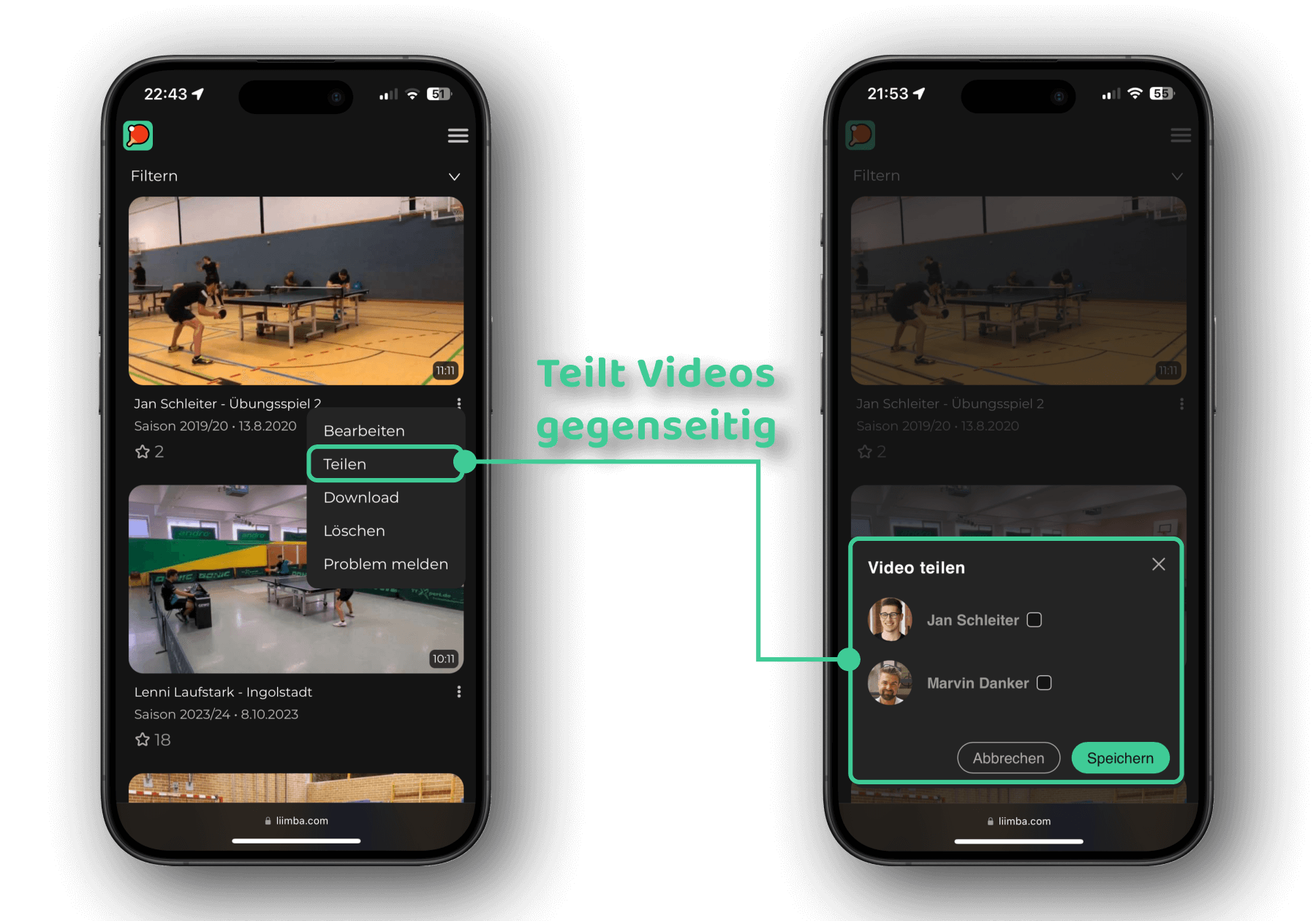 Gegenseitiges Teilen von Videos ganz einfach